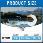 GOTOUR Pre-Rigged Soft Fishing Lures, Curly Tail Swimbait for Bass, Pike, Trout, Walleye, Salmon, Redfish, Crappie - 1pc, All Season Freshwater Fishing Bait