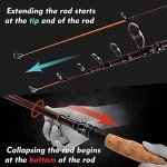 EOW XPEDITE Portable Telescopic Fishing Rods, Spinning & Casting, 24T Carbon Blanks & Solid Carbon Tip, Cork Handle, Travel Rod, Short Collapsible Rods (Rod - Spinning/Action Fast/Power M, 7')