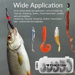 THKFISH 100pcs/Box Fishing Offset Worm Hooks EWG-Offset Fishing Hooks Round Bend Offset Worm Hooks Wide Gap Hooks with Barbed Shank #2#1 1/0 2/0 3/0