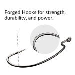 THKFISH 100pcs/Box Fishing Offset Worm Hooks EWG-Offset Fishing Hooks Round Bend Offset Worm Hooks Wide Gap Hooks with Barbed Shank #2#1 1/0 2/0 3/0