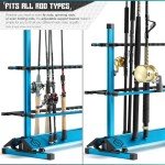 Savior Equipment Fishing Rod Rack Holder Organizer, Lightweight Aluminum Vertical Fish Pole Garage Storage Ground Display Stand, Hold Up to 48 Slots Fresh Salt Water Spinning Rods & Reel Combo, Blue