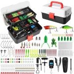 3 Layers Fishing Tackle Box with Tackle Included, 213Pcs Fishing Lures Kit Contains Weights Scale, Lip Clip, Hook Remover, Fishing Accessories, Fishing Gear for Beginners Kids, Men, Adults