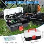 3 Layers Fishing Tackle Box with Tackle Included, 213Pcs Fishing Lures Kit Contains Weights Scale, Lip Clip, Hook Remover, Fishing Accessories, Fishing Gear for Beginners Kids, Men, Adults