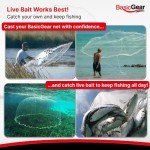 BasicGear Cast Net | Zinc Iron, 5ft Radius, 3/8 inch Mesh for Freshwater and Saltwater Bait Fish | Professional Grade and Upgraded Material | Throw Style