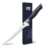 SHAN ZU 7 Inch Fillet Knife, Japanese Super Steel Boning Knife, Professional Ultra Sharp Fish knife with K133 Ergonomic Handle, Black Tortoise Genbu Series