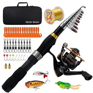 Collapsible Fishing Rod and Reel Combo, BalanZze Telescopic Fishing Rod with Spinning Reel, Portable Collapsible Fishing Pole Kit for Saltwater and Freshwater