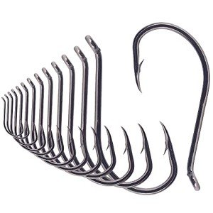 XFISHMAN Octopus Hook - Circle Hooks, Freshwater & Saltwater, Reversed Point, Up-Turned Eye, 100-Pack (Black, Size:8)