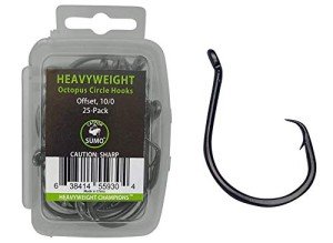 Heavyweight Catfish Hooks - Offset Octopus Circle Hooks - 25 Pack (10/0)