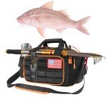 MATEIN Tackle Bag with Cooler & Rod Holder, Fishing Gifts for Men Unique, Saltwater Resistant Waterproof Fishing Tackle Storage Carrying Case with Shoulder Strap for Trays and Fish Gear, Black