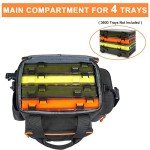 MATEIN Tackle Bag with Cooler & Rod Holder, Fishing Gifts for Men Unique, Saltwater Resistant Waterproof Fishing Tackle Storage Carrying Case with Shoulder Strap for Trays and Fish Gear, Black