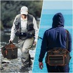 MATEIN Tackle Bag with Cooler & Rod Holder, Fishing Gifts for Men Unique, Saltwater Resistant Waterproof Fishing Tackle Storage Carrying Case with Shoulder Strap for Trays and Fish Gear, Black