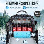 PLUSINNO Fishing Backpack with Rod Holders & Cooler, 45L Large Water-resistant Fishing Tackle Bag,Fishing Tackle Backpack Store Fishing Gear For Camping,Fishing Gifts for Men Father Black Camo