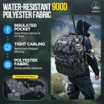 PLUSINNO Fishing Backpack with Rod Holders & Cooler, 45L Large Water-resistant Fishing Tackle Bag,Fishing Tackle Backpack Store Fishing Gear For Camping,Fishing Gifts for Men Father Black Camo