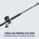 PENN 6’6” Rival Level Wind Fishing Rod and Reel Conventional Combo, 6’6”, 1 Tubular Fiberglass Fishing Rod with 2 Reel, Durable, Break Resistant and Lightweight
