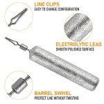 Dr.Fish 50 Pack Fishing Drop Shot Weights Lead Fishing Weights Pencil Skinny Sinkers with Barrel Swivels for Freshwater Bass Fishing 3/4oz