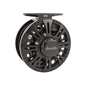 Aventik Z Fly Reel Center Drag System Classic III Graphite Large Arbor Sizes 3/4, 5/6, 7/8 Fly Fishing Reels(3/4)
