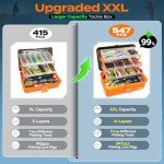 PLUSINNO Large 4-Layer Tackle Box with Tackle Included, 547Pcs Fishing Lures Kit - Pliers, Crankbait, Hooks, Weights & Accessories - Freshwater Bass Fishing Bait Lure Gear and Equipment, Gift for Men