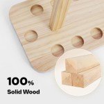 VEYWANE Fishing Rod Storage Racks, 100% Wood Floor Stand Fishing Pole Holders for Garage of 14 Rods or Combos