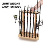 VEYWANE Fishing Rod Storage Racks, 100% Wood Floor Stand Fishing Pole Holders for Garage of 14 Rods or Combos