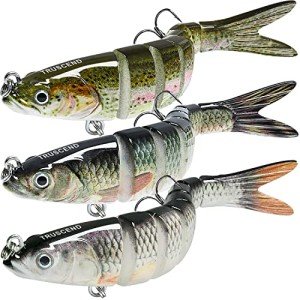 TRUSCEND Multi Jointed Swimbaits, 3pcs, Bass Trout Fishing Lures, Slow Sinking, Life-like Swimming, Freshwater Saltwater