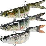 TRUSCEND Multi Jointed Swimbaits, 3pcs, Bass Trout Fishing Lures, Slow Sinking, Life-like Swimming, Freshwater Saltwater