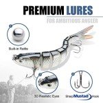 TRUSCEND Multi Jointed Swimbaits, 3pcs, Bass Trout Fishing Lures, Slow Sinking, Life-like Swimming, Freshwater Saltwater