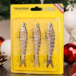 TRUSCEND Multi Jointed Swimbaits, 3pcs, Bass Trout Fishing Lures, Slow Sinking, Life-like Swimming, Freshwater Saltwater