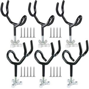 Mojiate Sure Grip Steel Boat Rod Holder PVC Coated Steel Wire Fishing Pole Holder with Mounting Base Fishing Rod Holder for Boat, Ship, Yacht (6)
