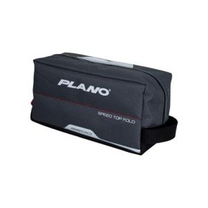 Plano Weekend Series 3500 Fold-Down Speedbag, Gray Fabric, Includes 2 3500 Stowaway Storage Boxes, Small Soft Fishing Tackle Bag with MOLLE Attachments