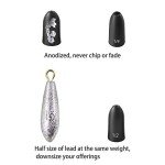 Fishfun Tungsten Bullet Fishing Weights, Insert Free Worm Sinkers, 12 Pack, 1/8oz, No Chip Black