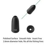 Fishfun Tungsten Bullet Fishing Weights, Insert Free Worm Sinkers, 12 Pack, 1/8oz, No Chip Black