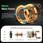 Round Baitcasting Reel, Trolling Reel, 4.2:1 Gear Ratios Lure Fishing Baitcasting Reel, Inshore Saltwater Fishing Baitcasting Reel, Metal Body Fishing Reel for Salmon Trout CL60 Right Hand