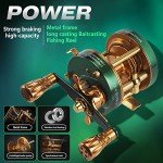 Round Baitcasting Reel, Trolling Reel, 4.2:1 Gear Ratios Lure Fishing Baitcasting Reel, Inshore Saltwater Fishing Baitcasting Reel, Metal Body Fishing Reel for Salmon Trout CL60 Right Hand