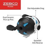Zebco Roam Spincast Fishing Reel, Size 30 Reel, Right or Left-Hand Retrieve, Pre-Spooled with 10-Pound Zebco Fishing Line, Blue (Clam Packaging)