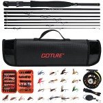 Goture Fly Fishing Rod and Reel Combo 8-Sections Fly Fishing Rod,60 Pcs Fishing Flies,Aluminum Fly Reel with Fishing Lines,Waterproof and Portable Bag