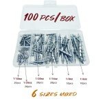 DAMIDEL 100Pcs/Box Nail Weights Sinkers(1/6oz,1/8oz,1/14oz,1/20oz,1/25oz,1/50oz) 6 Sizes Mixed，Insert Sinkers Lead Fishing Weights for Tackle Worm Soft Plastic Lures