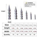 DAMIDEL 100Pcs/Box Nail Weights Sinkers(1/6oz,1/8oz,1/14oz,1/20oz,1/25oz,1/50oz) 6 Sizes Mixed，Insert Sinkers Lead Fishing Weights for Tackle Worm Soft Plastic Lures