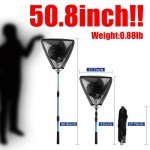 Blue Billow Fishing Net with Long Robust Telescopic Handle for Freshwater and Saltwater,Extend to 50.8 Inch,Foldable Nylon Mesh Landing Net