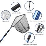 Blue Billow Fishing Net with Long Robust Telescopic Handle for Freshwater and Saltwater,Extend to 50.8 Inch,Foldable Nylon Mesh Landing Net