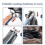 Blue Billow Fishing Net with Long Robust Telescopic Handle for Freshwater and Saltwater,Extend to 50.8 Inch,Foldable Nylon Mesh Landing Net