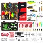 FONMANG 126Pcs Fishing Lures - 2025 New Tackle Box with Tackle Included, Fishing Kit with VIBs, Frogs, Minnows, Soft Baits, Hooks & Weights Accessories, Freshwater Lure Kit for Bass Walleye Trout