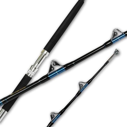 Fiblink Saltwater Offshore Heavy Trolling Fishing Rod Big Game Conventional Boat Fishing Roller Rod Pole with All Roller Guides (5'-30-50lb-1pc)