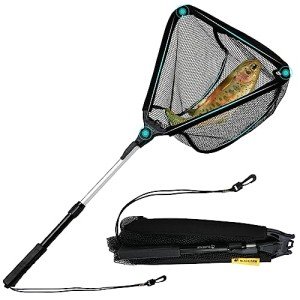 Black Paw Floating Fishing Net Foldable Telescopic Fish Landing Net Rubber Coated Fishing Net for Kayak, Fly, Trout, Fishing Net Freshwater Saltwater