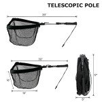 Black Paw Floating Fishing Net Foldable Telescopic Fish Landing Net Rubber Coated Fishing Net for Kayak, Fly, Trout, Fishing Net Freshwater Saltwater