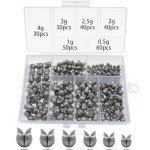 250Pcs Split Shot Fishing Weights Sinkers, 6 Sizes Removable Round Assortment Open Mouth Fly Fishing Weight Clip on Sinker Weight Freshwater Saltwater Fishing Accessories