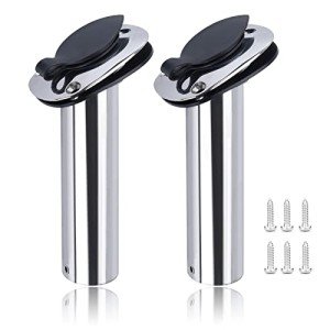 Hoffen 2 Pack Boat Stainless Steel Fishing Rod Holder Flush Mount with PVC Cap -30 Degree (30 Degree)