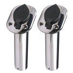 Hoffen 2 Pack Boat Stainless Steel Fishing Rod Holder Flush Mount with PVC Cap -30 Degree (30 Degree)