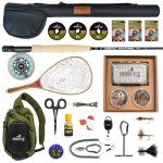 Ventures Fly Co. | Weekend Warrior Starter Package | 23 Fly Fishing Accessories Complete Combo | Includes Rod, Reel, Line, Flies, Leader, Tippet, Forceps, Nipper, Net, Sling Pack, and More!