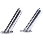 Amarine Made (Set of 2) Heavy Duty Stainless Steel 316 Deluxe Rod Holders with Drain, Flush Mount Fishing Rod Pole Holders, 15 Degree