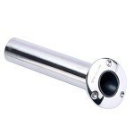 Amarine Made (Set of 2) Heavy Duty Stainless Steel 316 Deluxe Rod Holders with Drain, Flush Mount Fishing Rod Pole Holders, 15 Degree